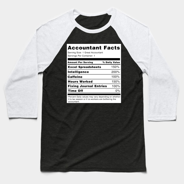 Accountant Facts Baseball T-Shirt by swiftscuba